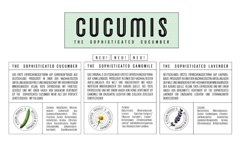 Cucumis Getränkesorten